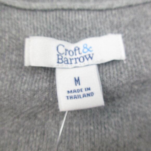 Croft & Barrow Cardigan Sweater Womens Medium Gray Ivory Classic‎ Fit Open Front - Picture 6 of 10